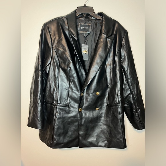 Eloquii Jackets & Blazers - NWT Eloquii Faux Leather double breasted blazer size 20